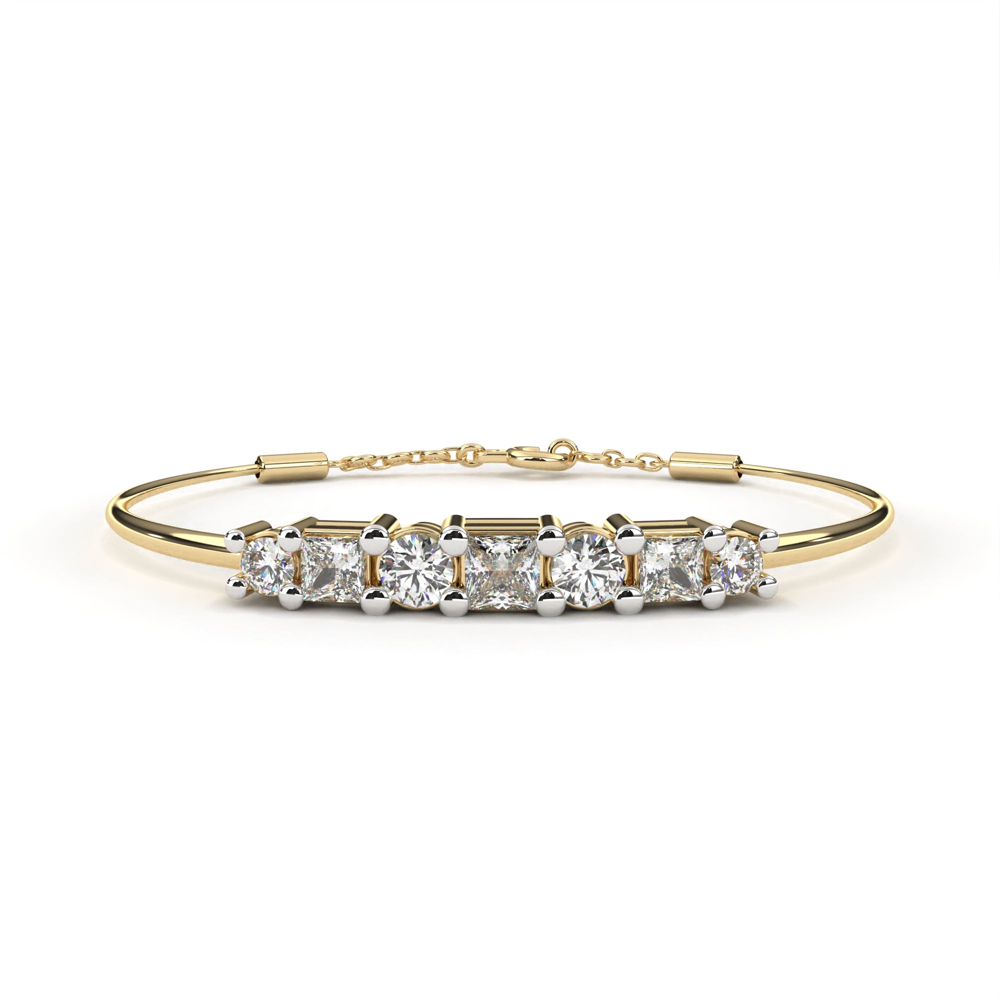 Solitairekart 0.37ct Princess & Round Cut Natural Diamond Bracelet-HI Color. VS-SI Clarity